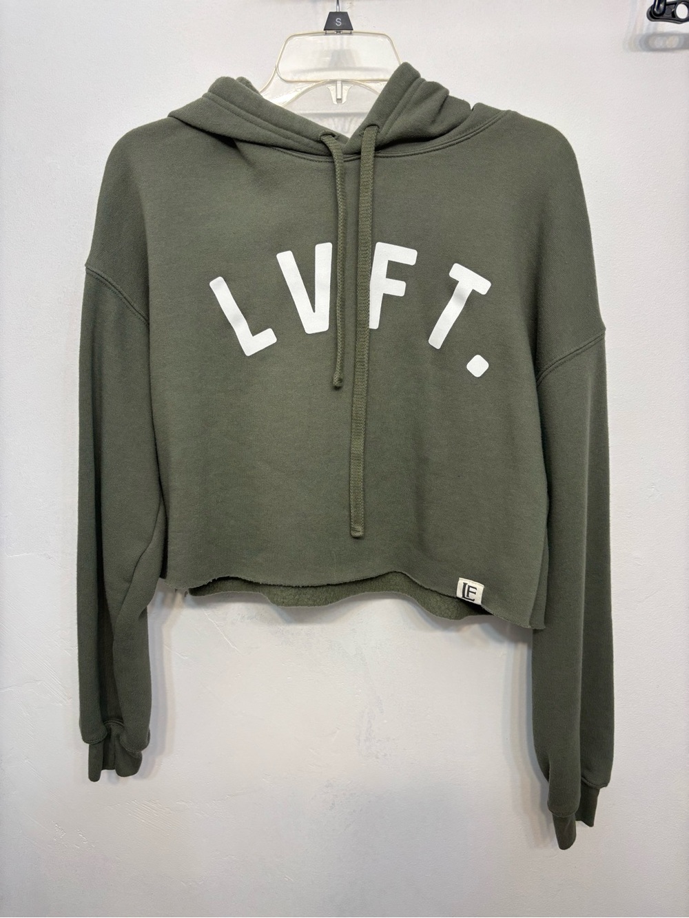 Live Fit Apparel Olive Green Cropped Pullover Hoodie Womens Size Medium